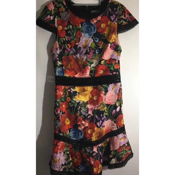 Alice + Olivia Dresses & Skirts - Alice + Olivia O Rapunzel Women's Sz 8 Multi-Color Floral Print Lace-Trim Dress